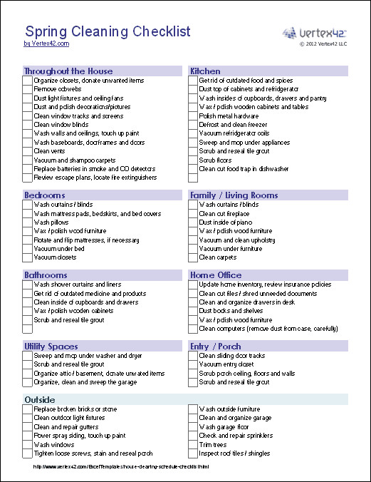 Spring Cleaning Checklist Template
