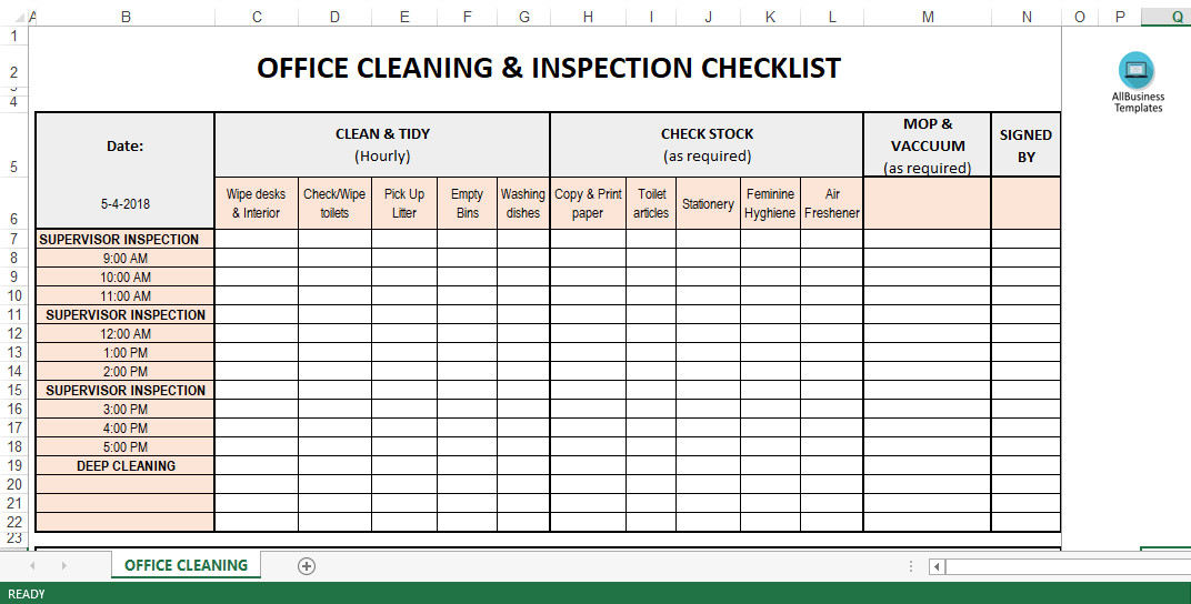 Da A Ab Aacbd Cleaning Schedule Template For fice