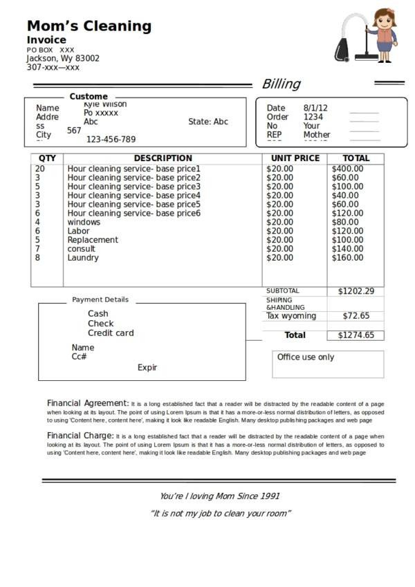 13 Cleaning Service Invoice Templates PDF Word