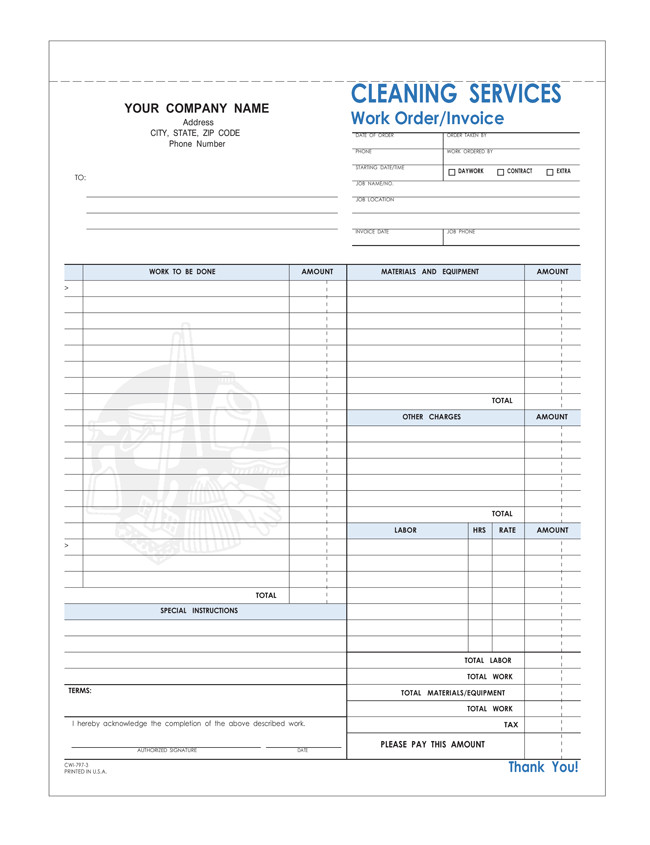 Free Printable Cleaning Service Invoice Templates 10