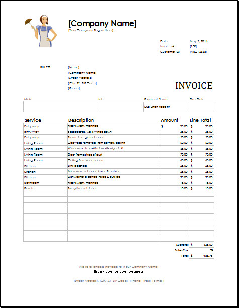 Maid Services Invoice Template