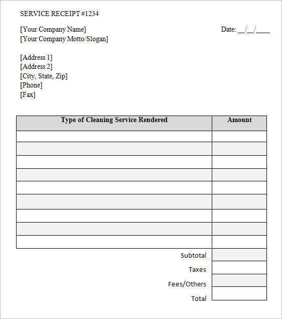 Service Receipt Template – 9 Free Samples Examples Format