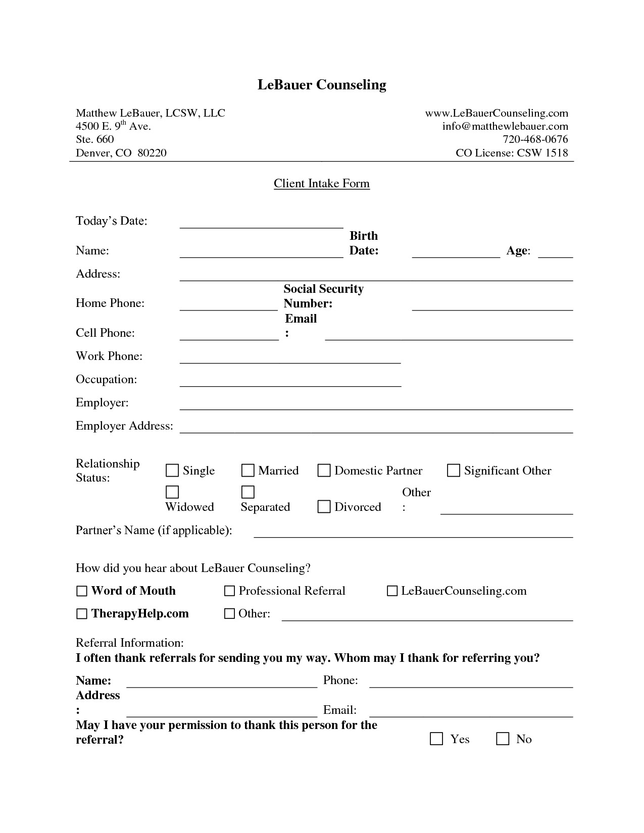 New Client Intake Form Template fOGiid Clipart Kid