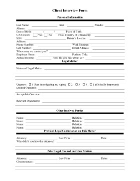Printable Legal Client Intake Form Legal Pleading Template