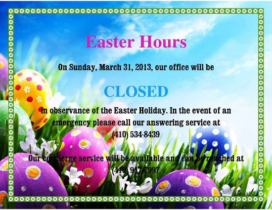 Closed For Easter Sign Template – Festival Collections