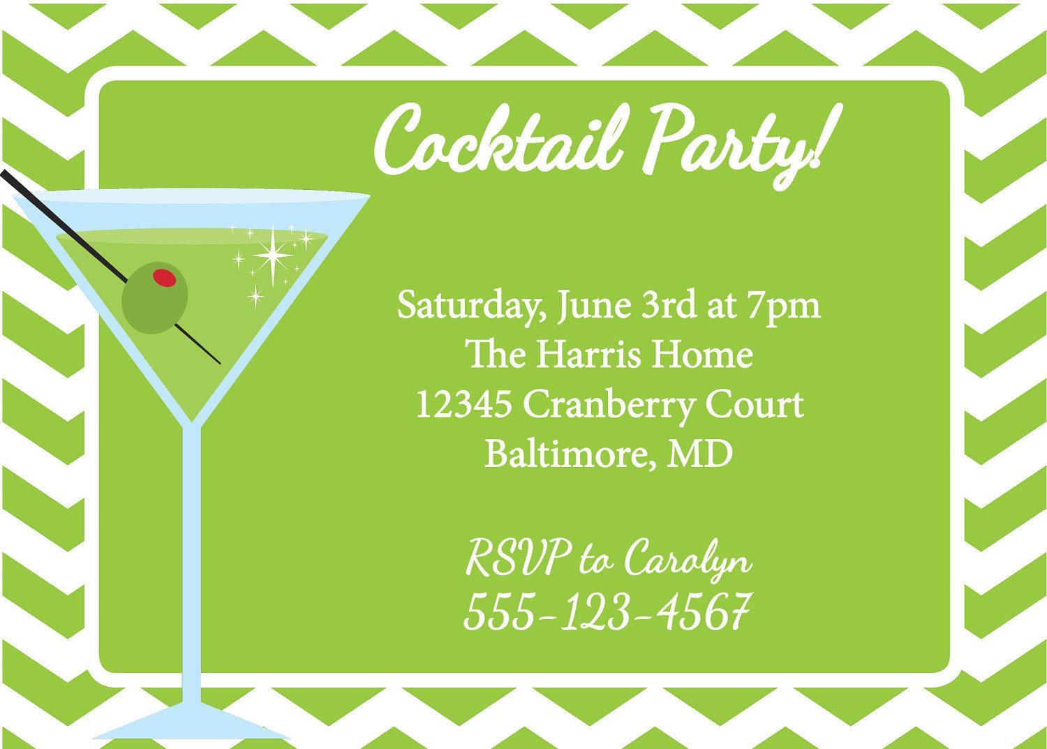 Martini Invitation Cocktail Party DIY Printable by