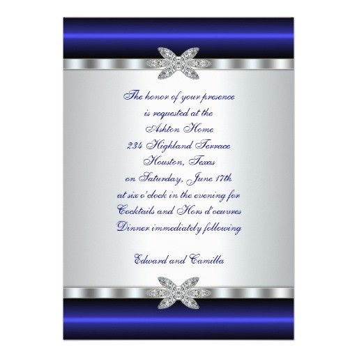 Silver & Blue Cocktail Party Invitation Template 5" X 7