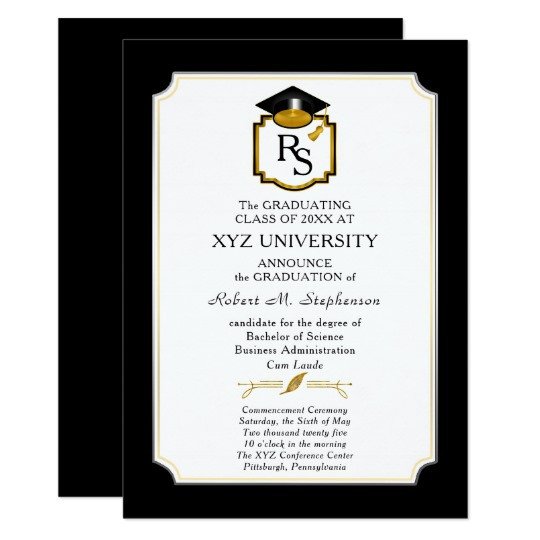 Elegant Monogram College Graduation Announcement