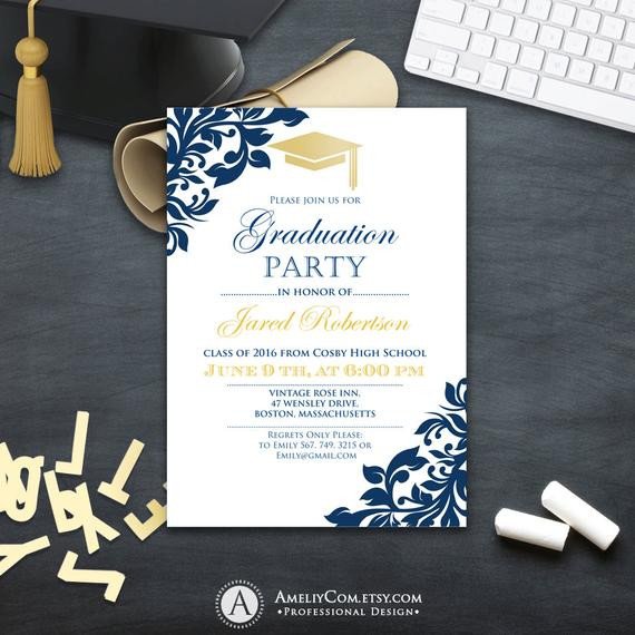 Graduation party invitation Сollege printable template boy