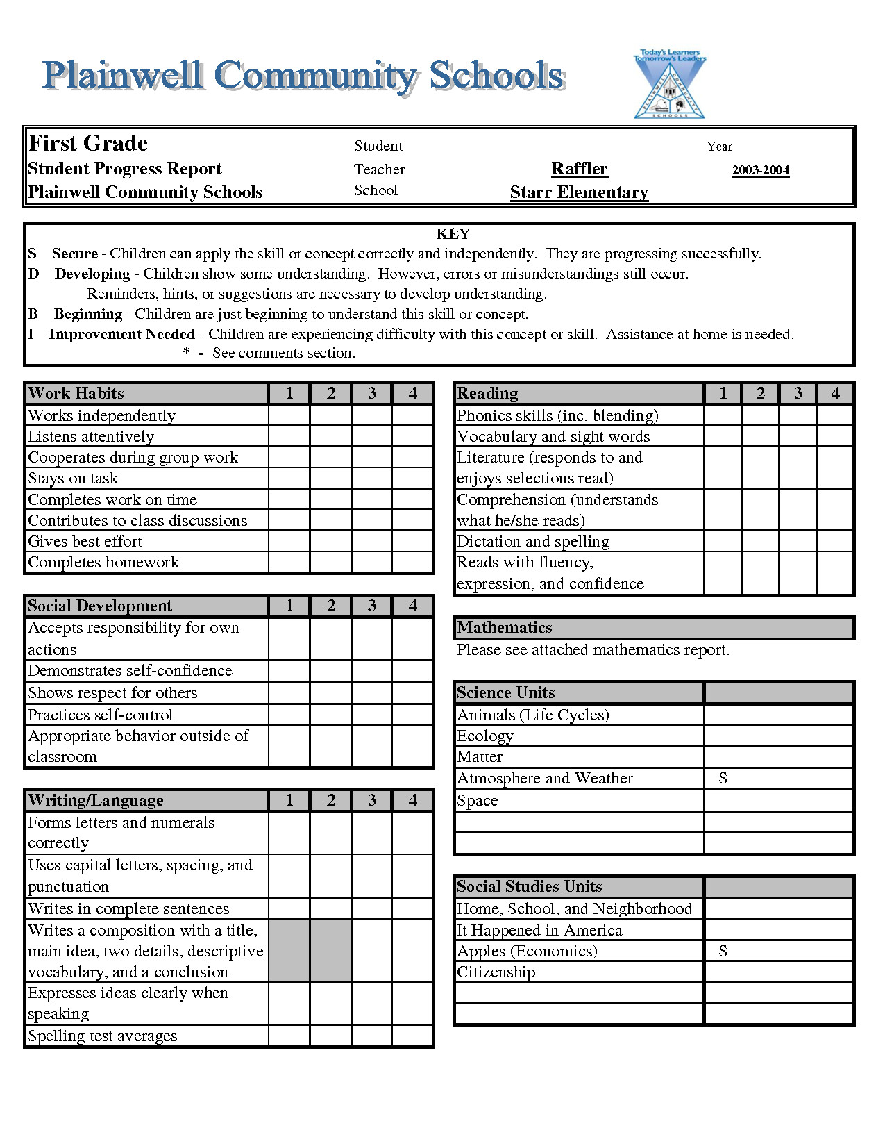 Report Card Template Excel xls Download legal documents