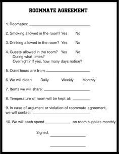 Template For Roommate Rules Invitation Templates
