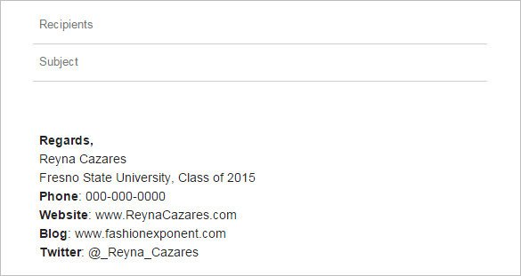 College Student Email Signature Example – FREE DOWNLOAD