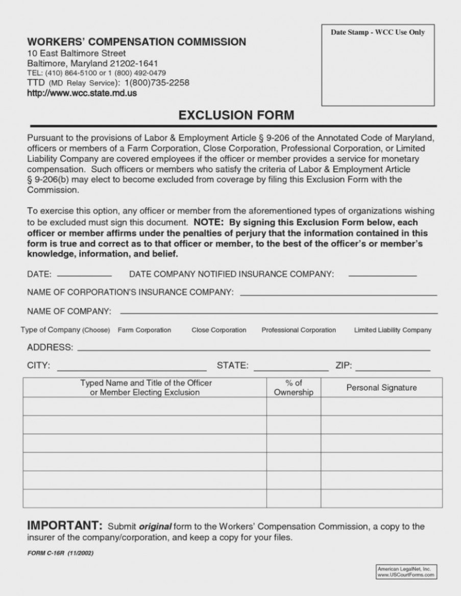 Workers p Waiver Form Texas