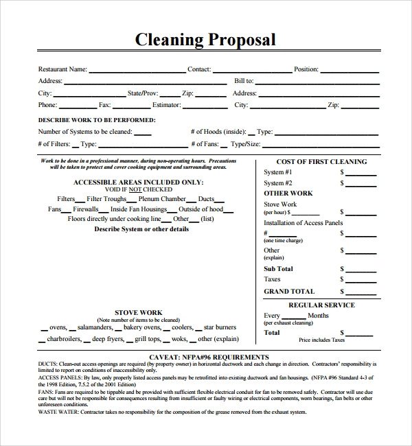 16 Cleaning Proposal Templates PDF Word