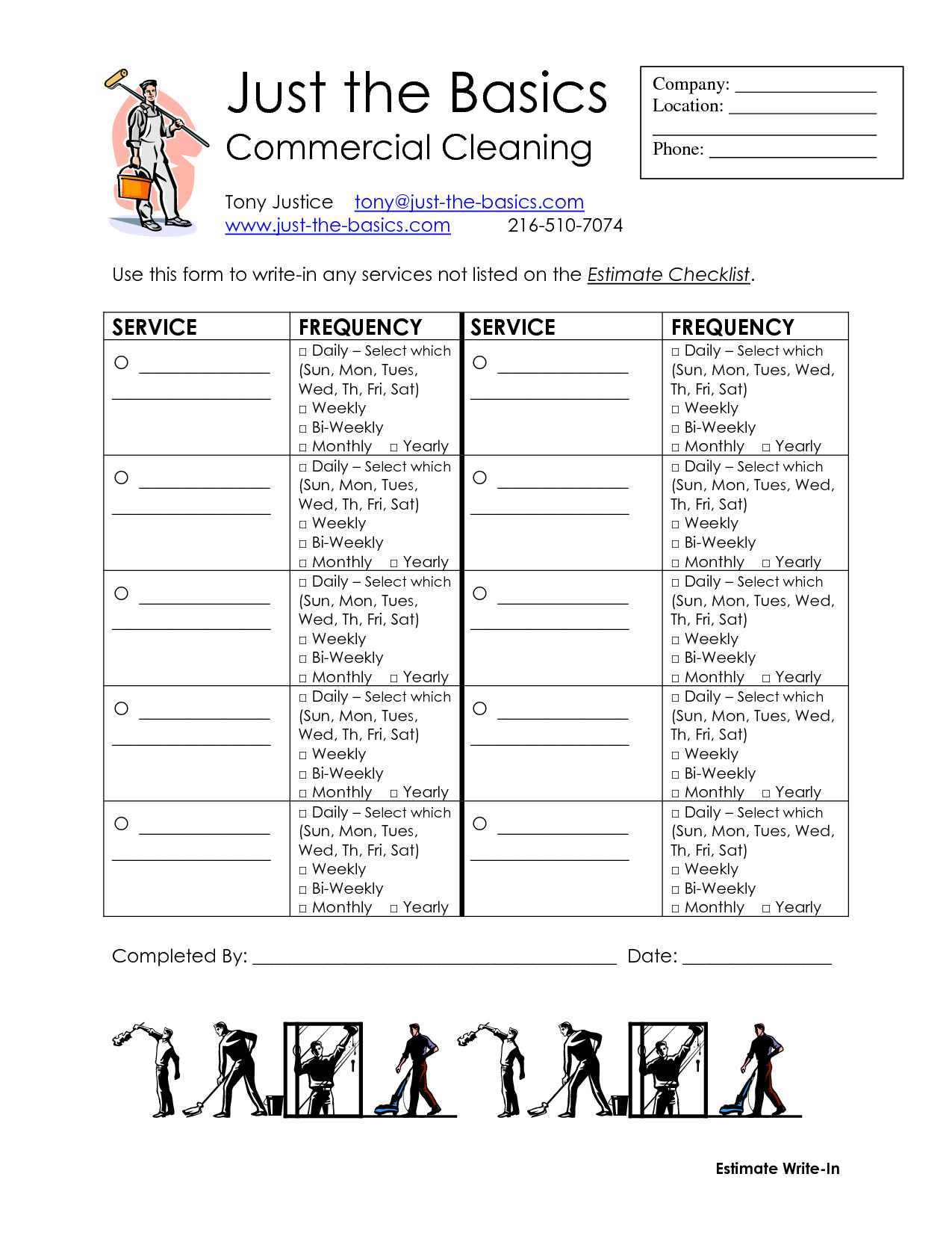 mercial Cleaning Checklist Printable