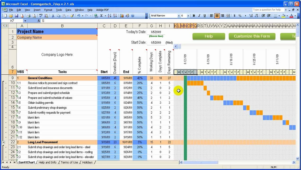 3 new Construction schedules using Excel overview