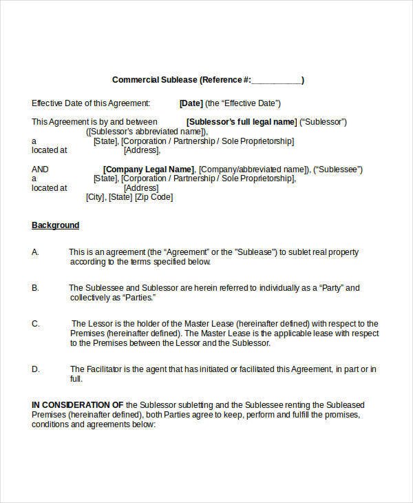 13 Sublease Agreement Templates Word PDF Pages