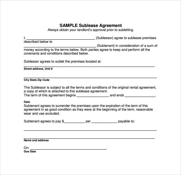 Sublease Agreement 18 Download Free Documents in PDF Word