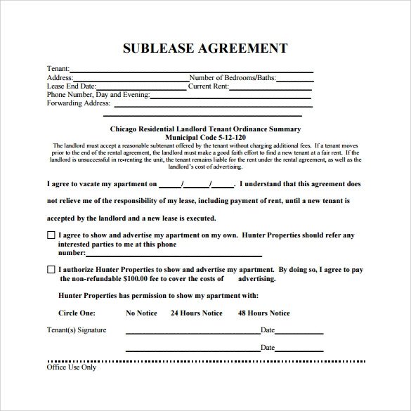 Sublease Agreement 25 Download Free Documents in PDF Word