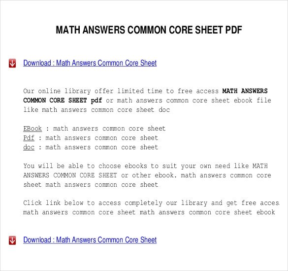 mon Core Sheet Templates – 6 Free PDF Documents