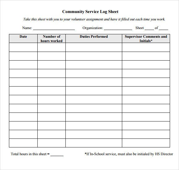 Sample Log Sheet 9 Documents in PDF Word