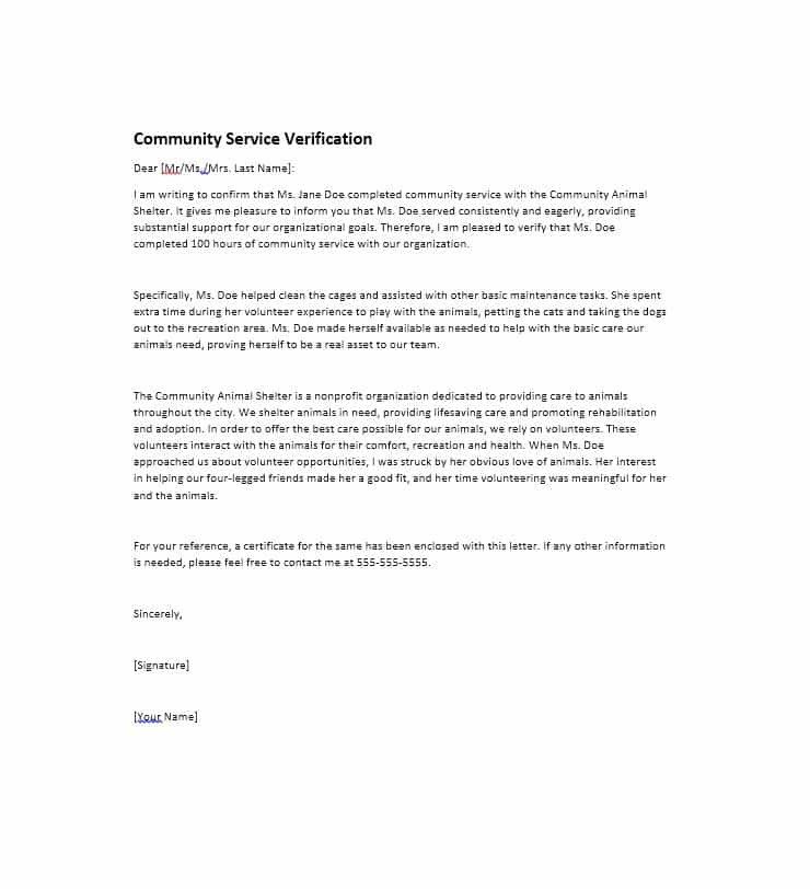 munity Service Letter 40 Templates [ pletion