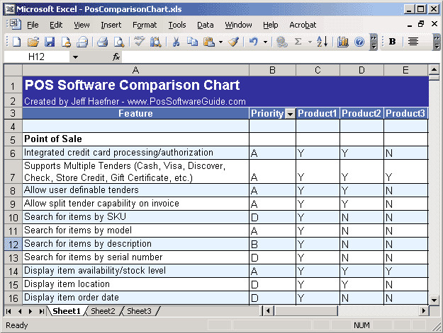 Vendor parison Template Excel