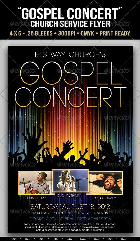 Gospel Concert Lights Flyer Template on Behance