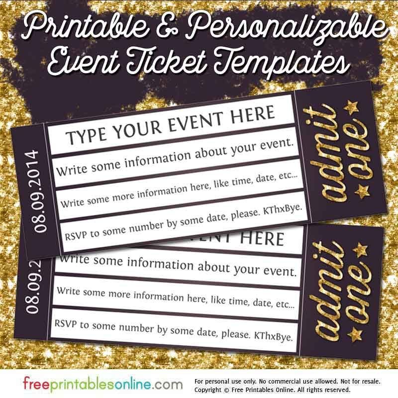 Admit e Gold Event Ticket Template Free Printables