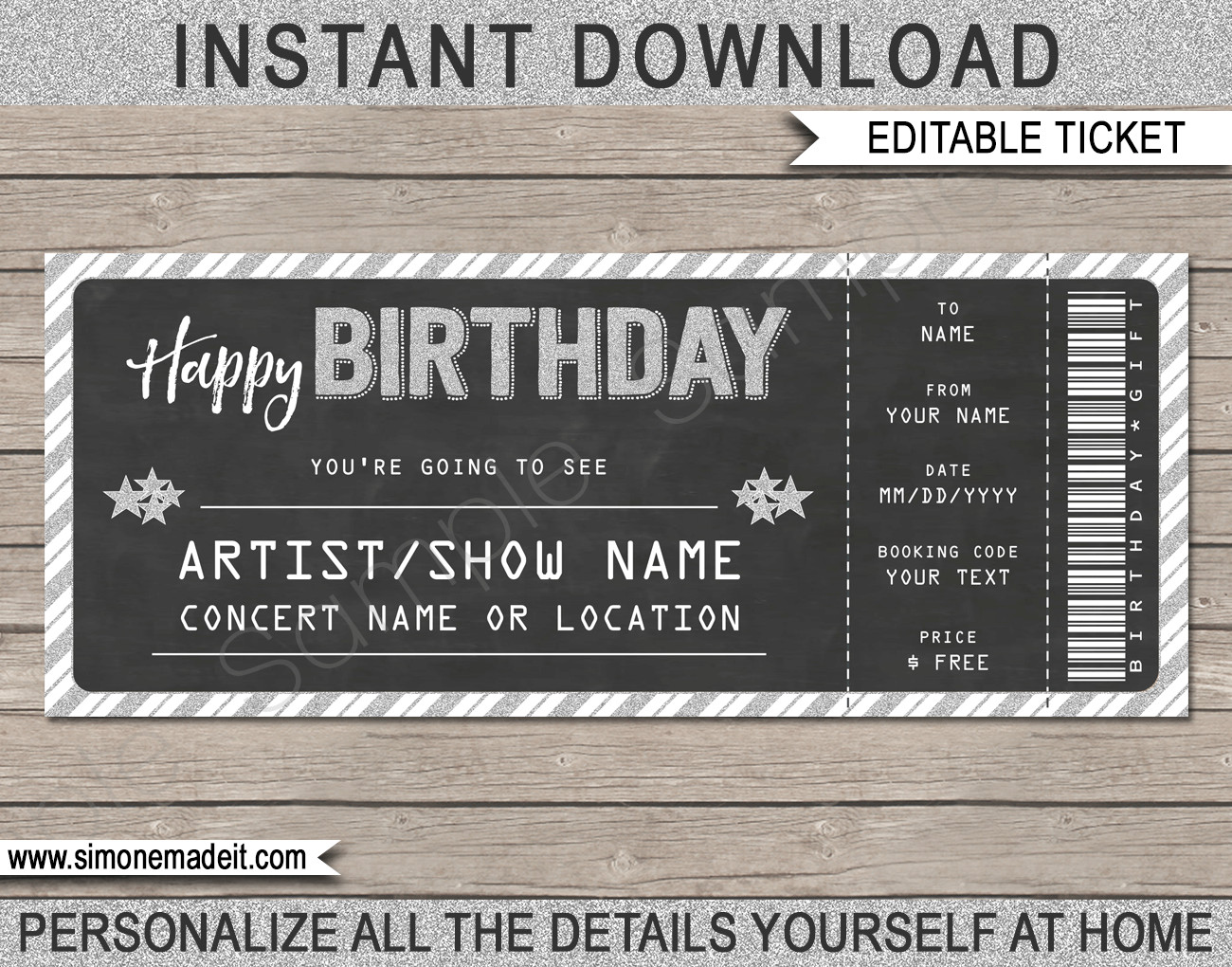 Concert Gift Tickets Template