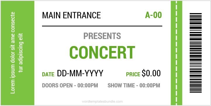 Concert Ticket Templates for MS Word