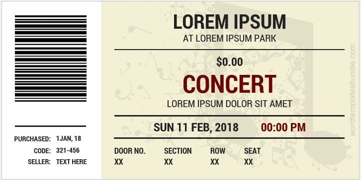 Concert Ticket Templates for MS Word