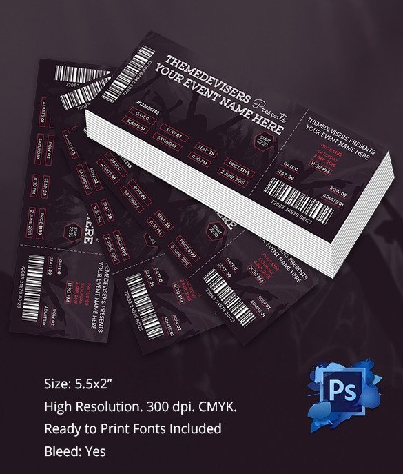 Ticket Template – 91 Free Word Excel PDF PSD EPS