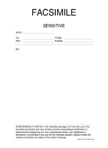 Sensitive Information Fax Cover Sheet at