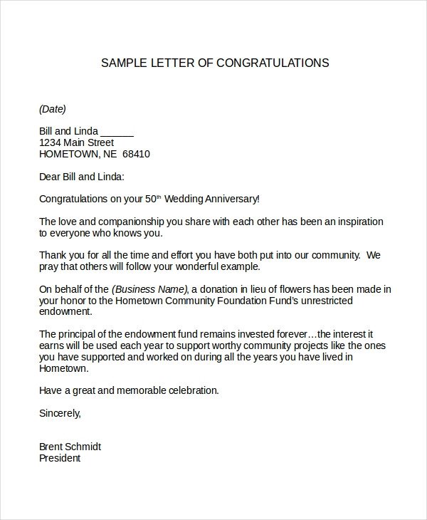 Congratulations Letter Template 12 Free Word Document