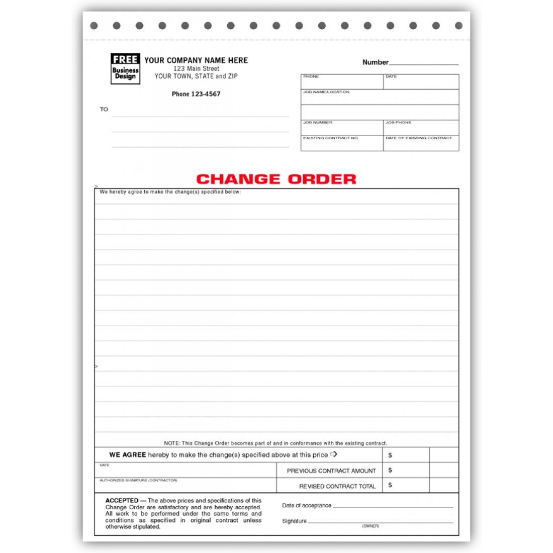 Contractor Change Order Forms 272 At Print EZ