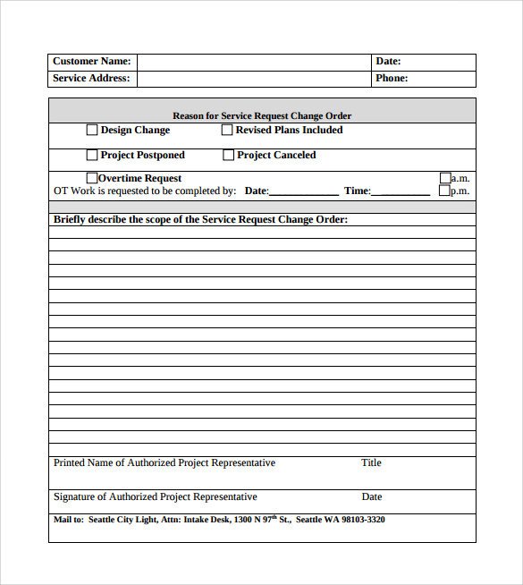 Sample Change Order – 11 Documents In PDF WOrd