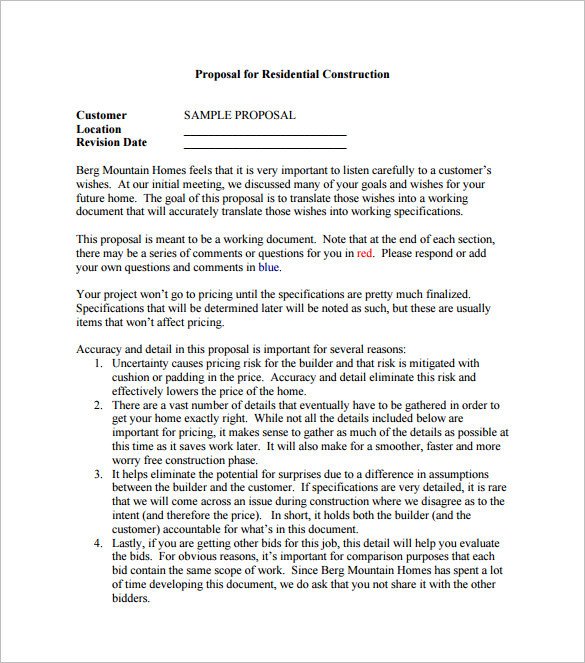 17 Construction Proposal Templates Word PDF Excel