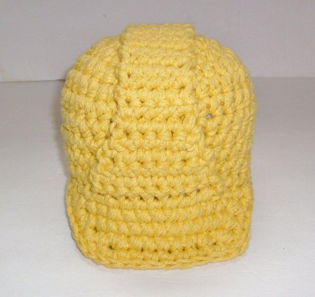Crochet hard hat for a little construction worker by