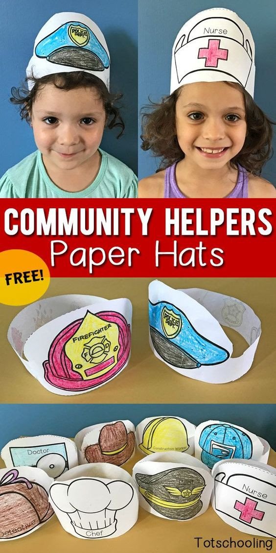 FREE Printable munity Helpers Paper Hats Homeschool