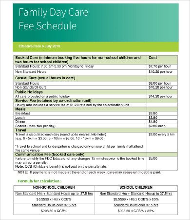 Fee Schedule Template 13 Free Word PDF Documents