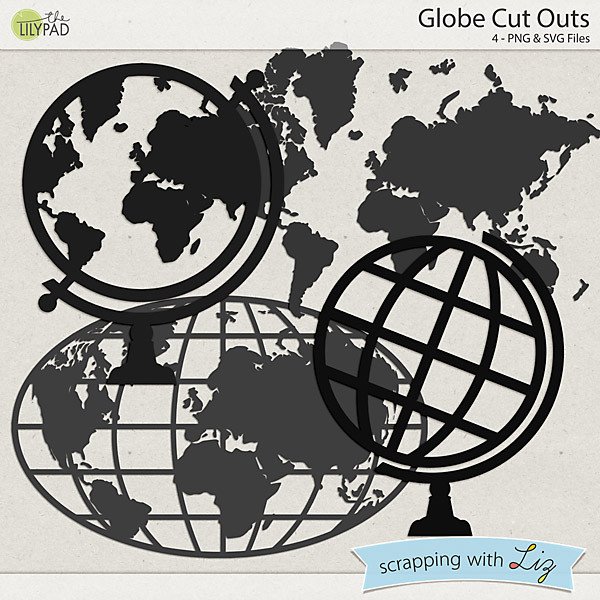 Digital Scrapbook Template Globe Cut Outs