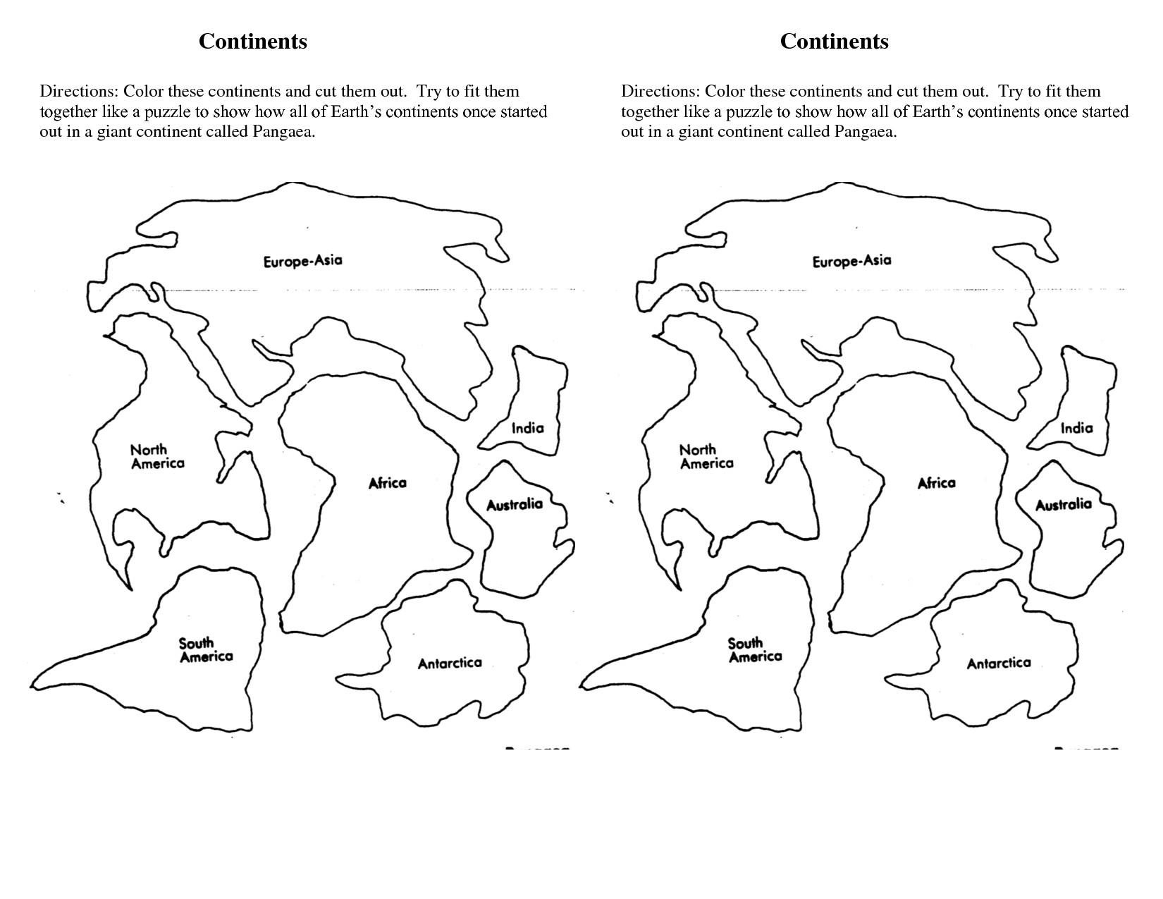 7 Continents Cut Outs Printables