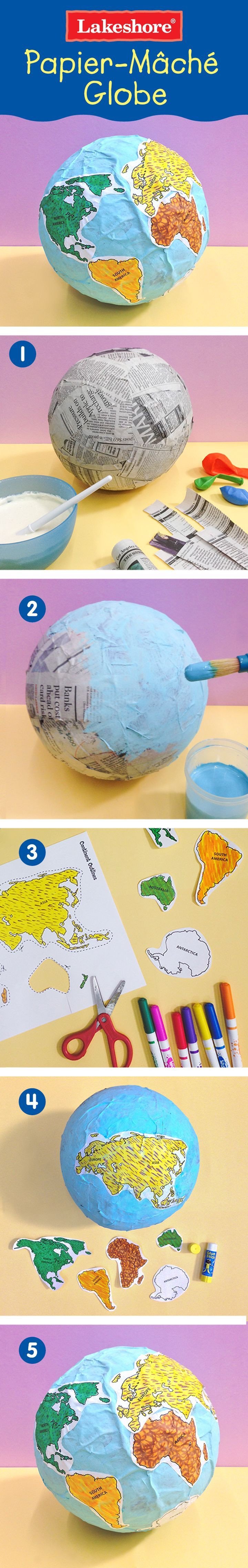 Paper mache globe project With printable Continent