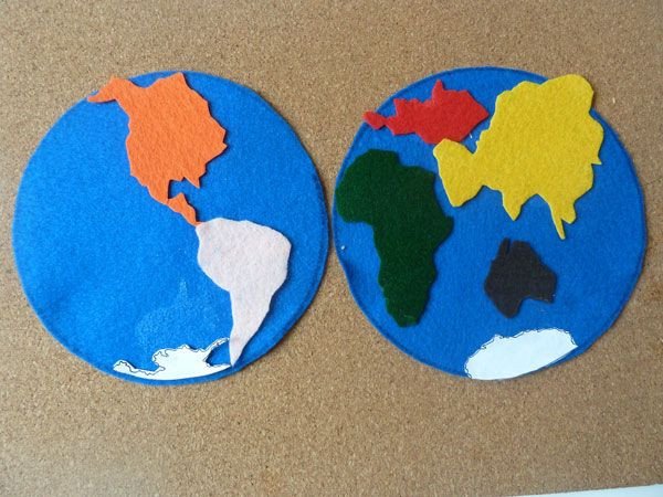 Pattern for tracing continent shapes with each continent