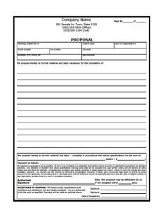 Free Print Contractor Proposal Forms