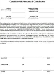 Contractor s Certificate of Substantial pletion Form