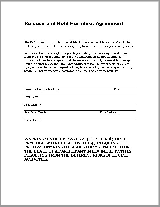 43 Free Hold Harmless Agreement Templates MS Word and PDFs