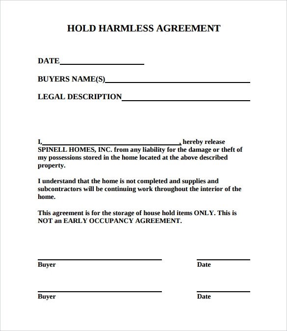 Hold Harmless Agreement 11 Download Documents in PDF