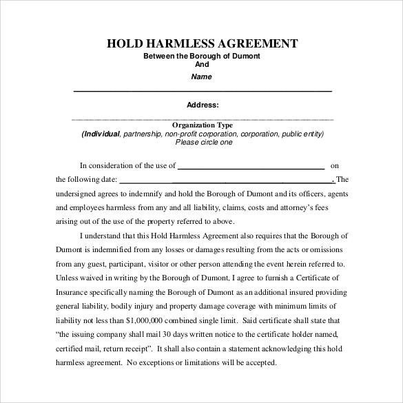 Hold Harmless Agreement 32 Download Documents in PDF